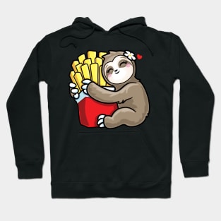 Girls Kawaii Sloth Hugging French Fries Potato Love Hoodie